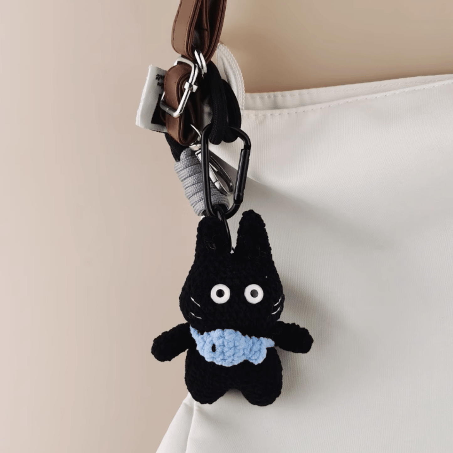 Handmade Big Cat Plush Doll with Cute Bib - A Playful Companion for Your Style