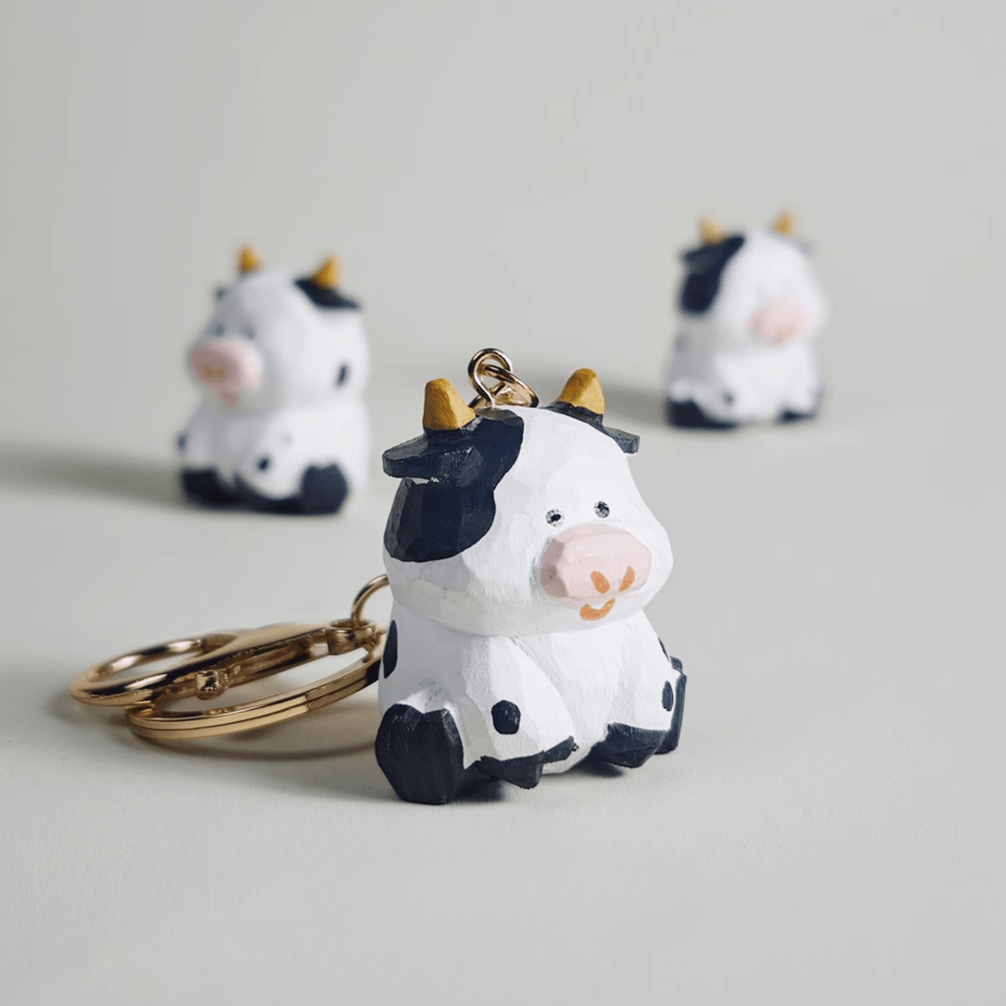 Handcrafted Cow Wooden Keychain - Farm-Fresh Charm for Your Keys!