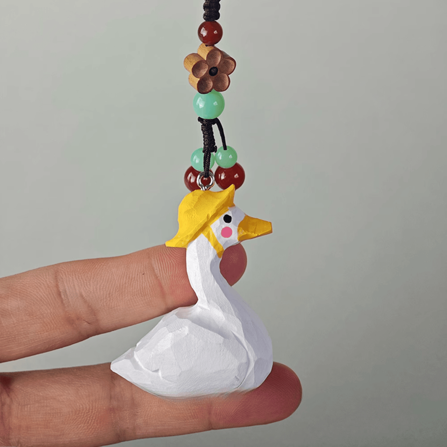 Whimsical Wooden Duck Keychain - Handcrafted Natural Beauty