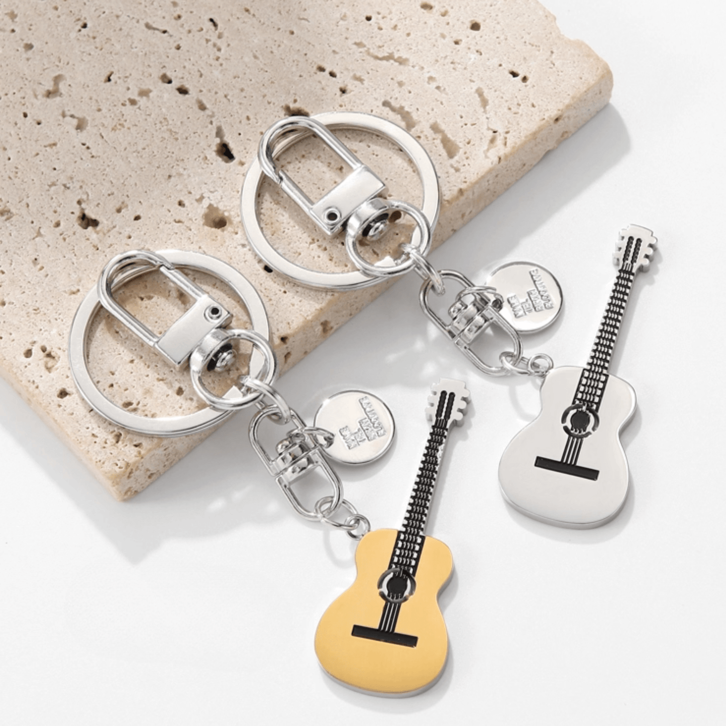Music Lover's Guitar Metal Keychain - Durable & Stylish Accessory!