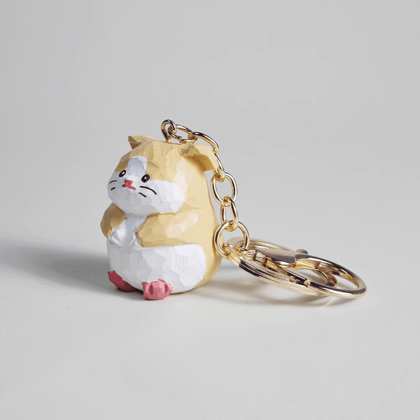 Handcrafted Hamster Wooden Keychain - Natural charm, quirky character