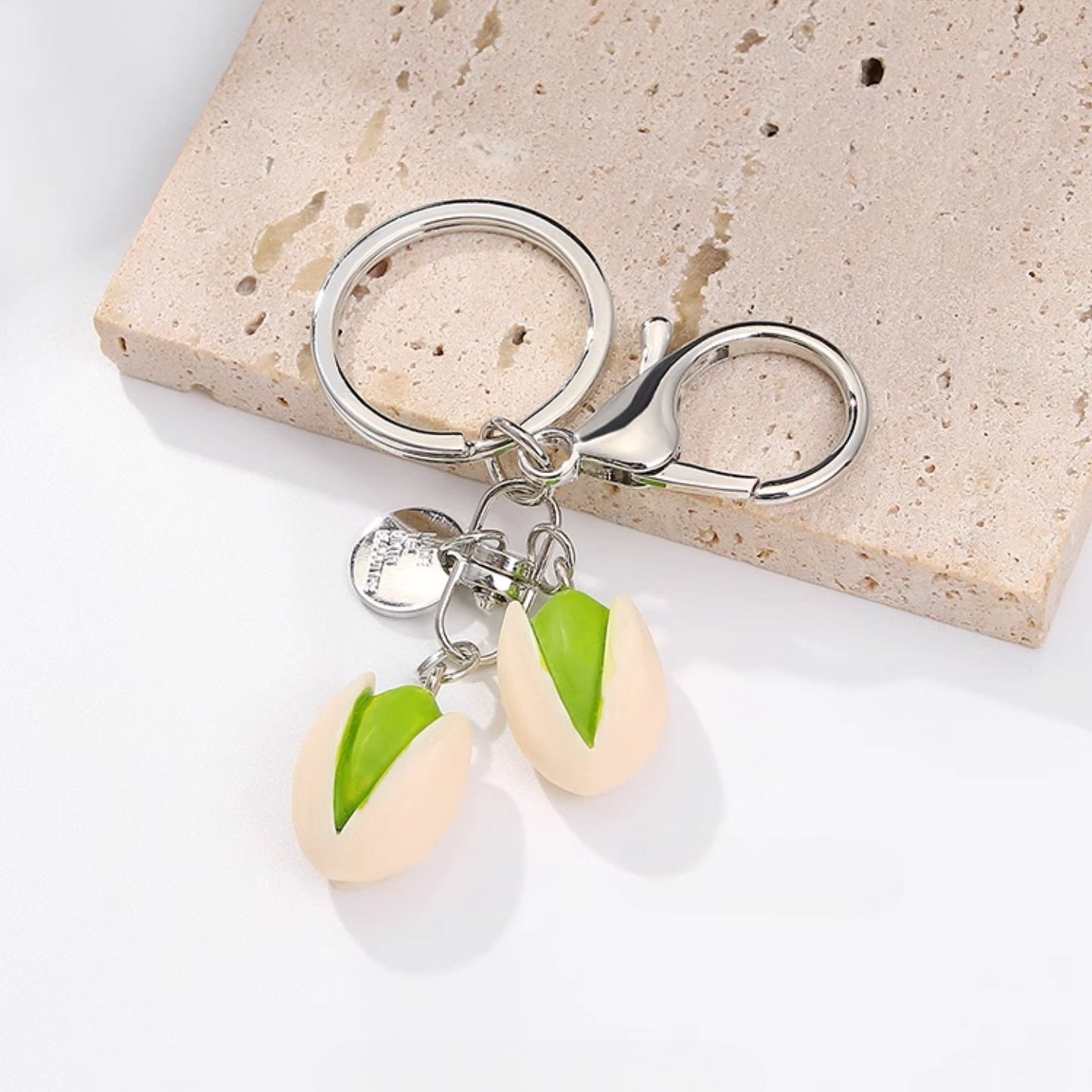 Pistachio Metal Keychain: Fun & Handmade Accessory for Your Keys!