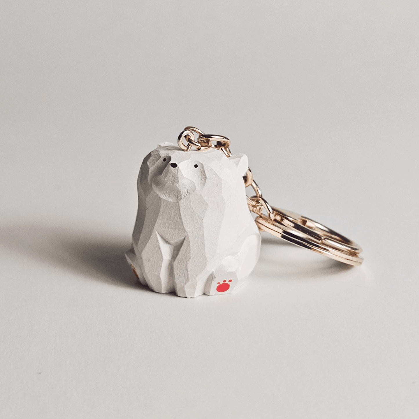 Arctic Wood Polar Bear Keychain - Handcrafted Nordic Design