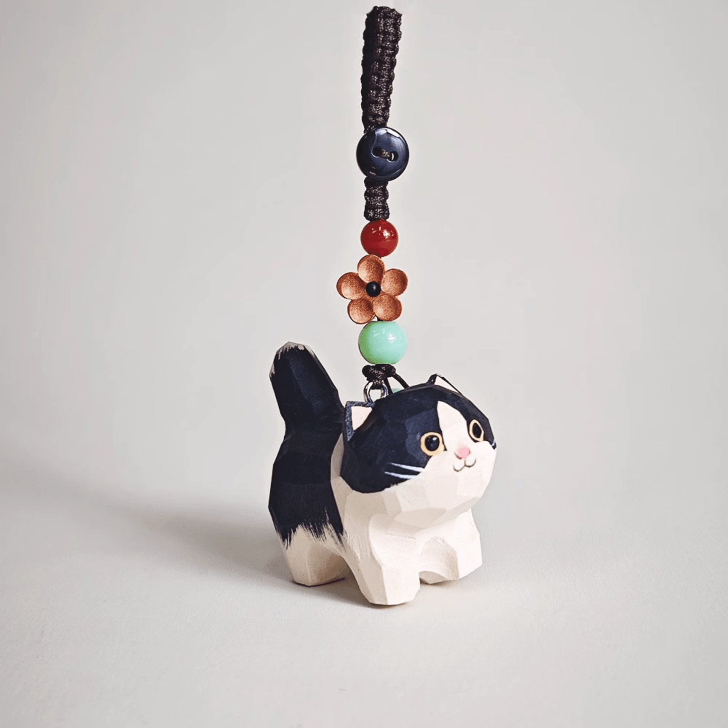 Handmade Pretentious Cat Wooden Keychain - Fun & Whimsical Bag Accessory
