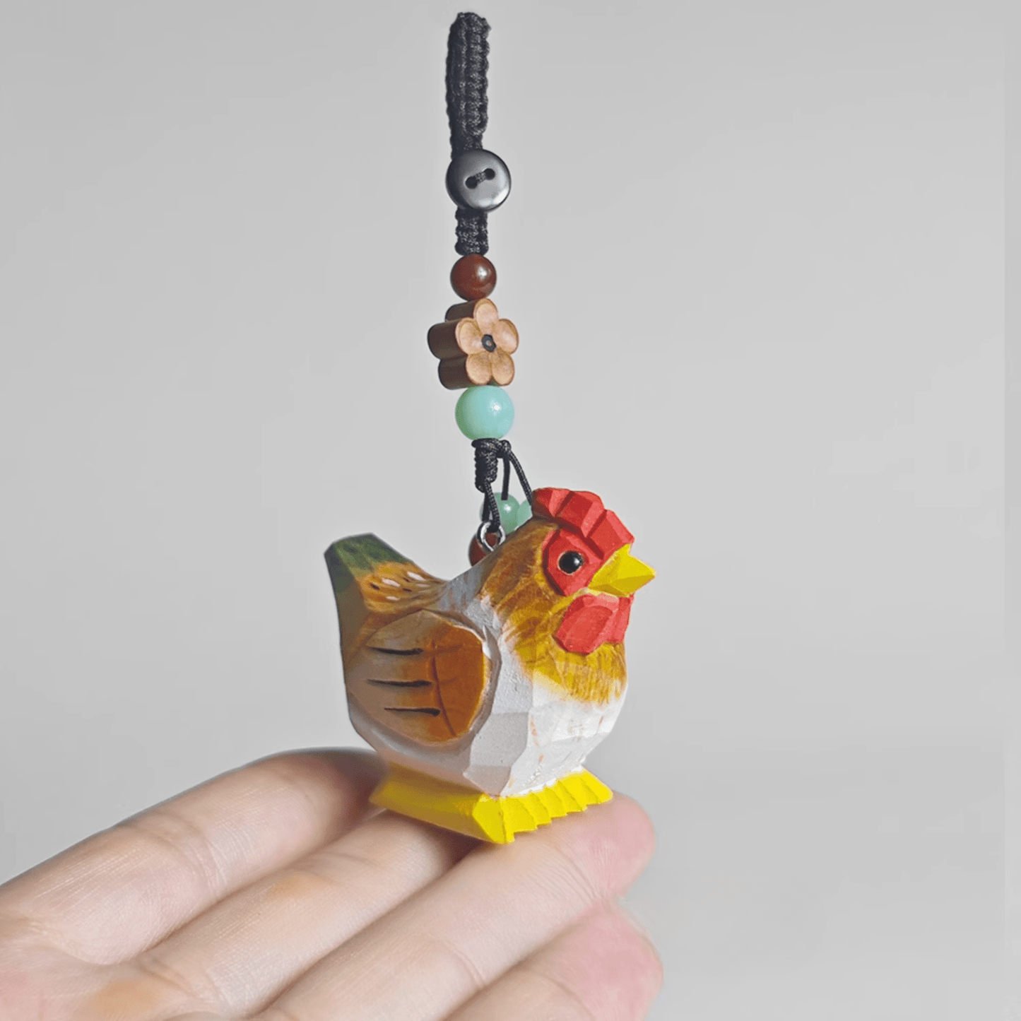 Fiery Rooster Wood Keychain - Bold & Earthy Keepsake