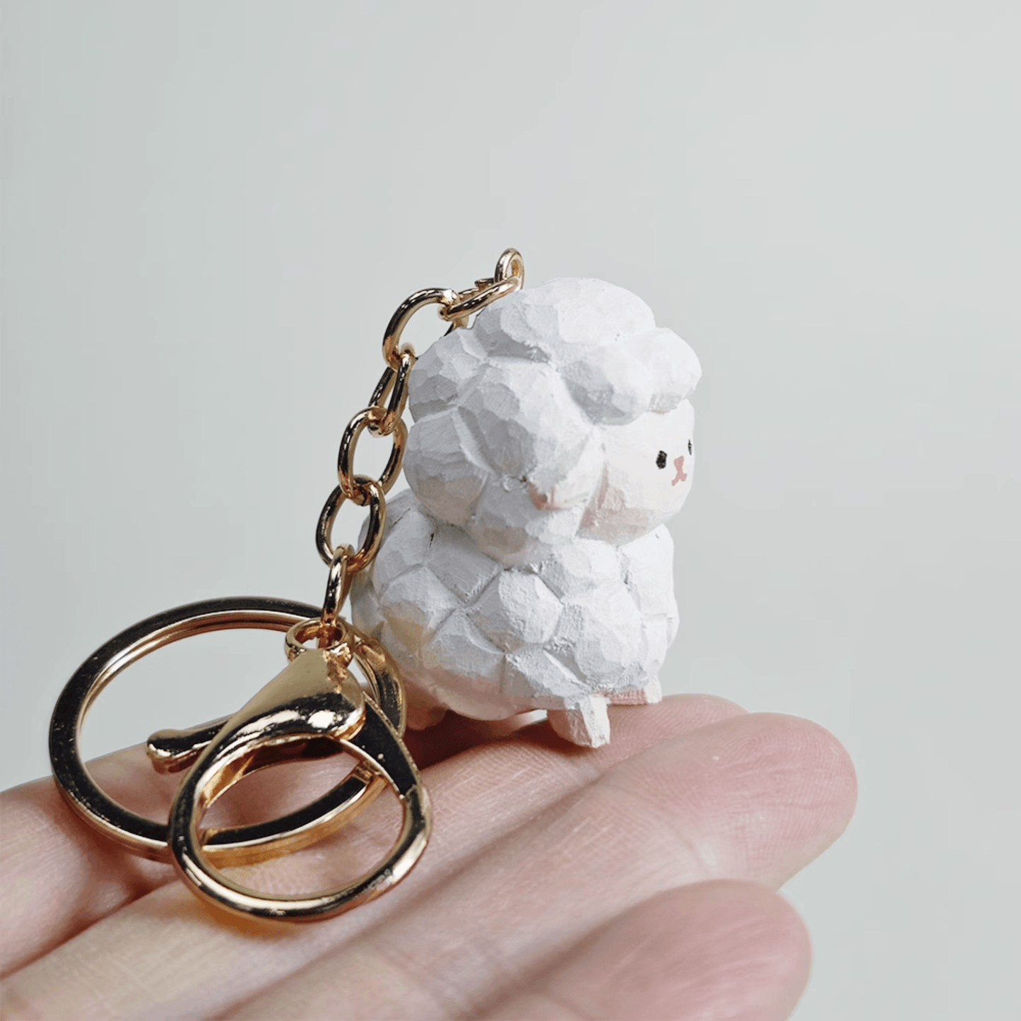 Rustic Wooden Sheep Keychain - Earthy Strength meets Serene Grace