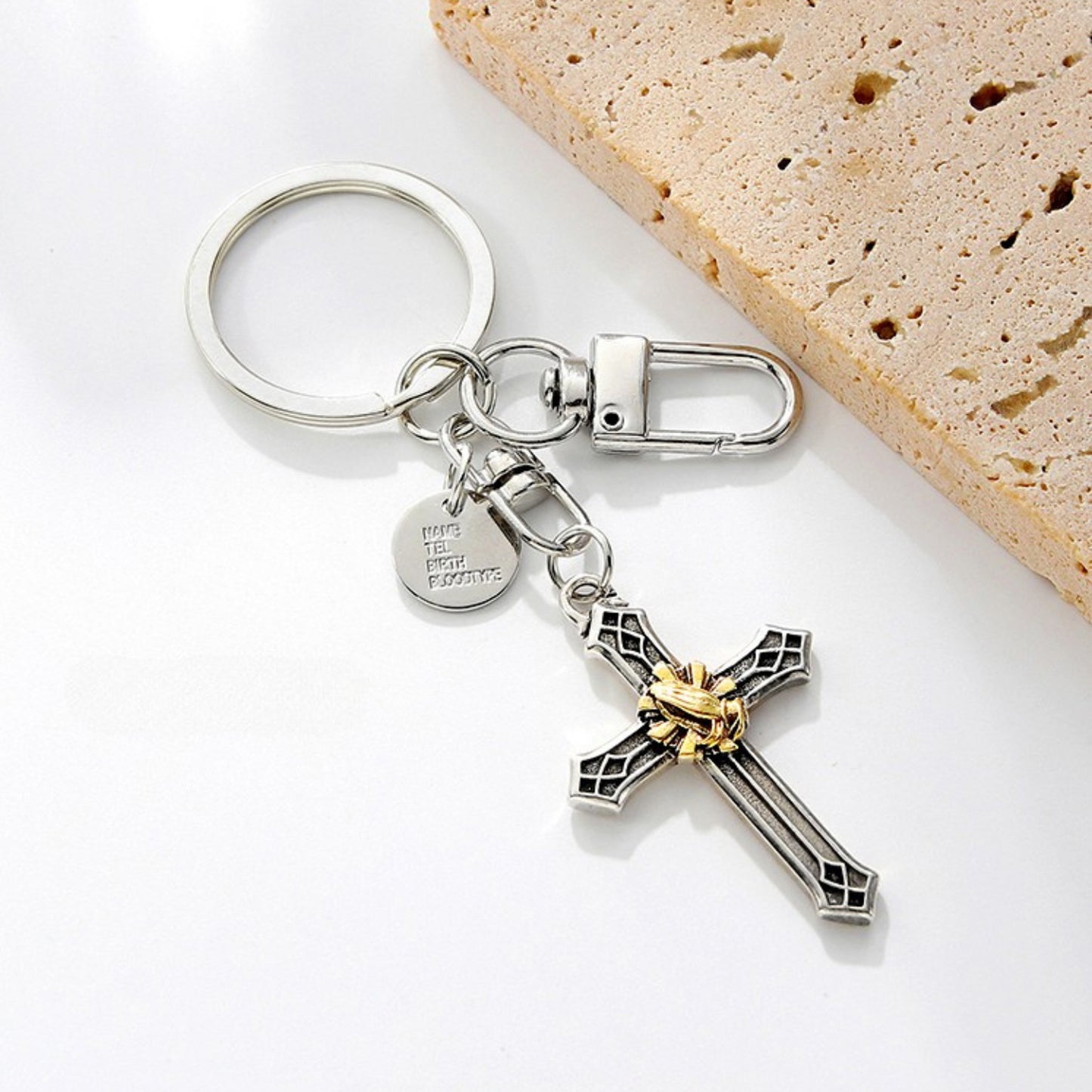 Pray Cross Keychain
