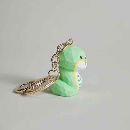 Nature-Inspired Hand-Carved Wood Snake Keychain