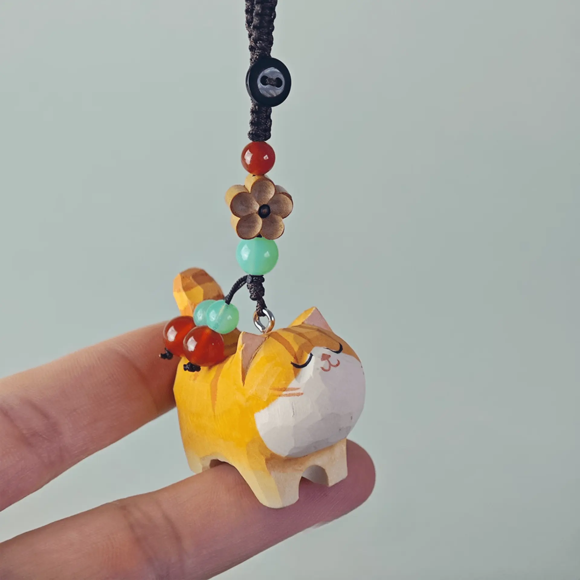 Handmade Pretentious Cat Wooden Keychain - Fun & Whimsical Bag Accessory