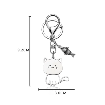 Handmade Fish Kitty Metal Keychain - Playful & Whimsical Accessory
