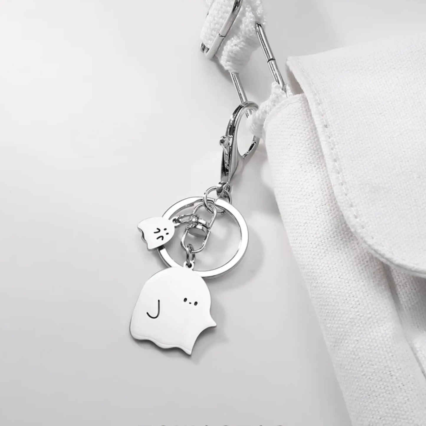 Artisan-Crafted Ghost Metal Keychain: Personalize Your Bag