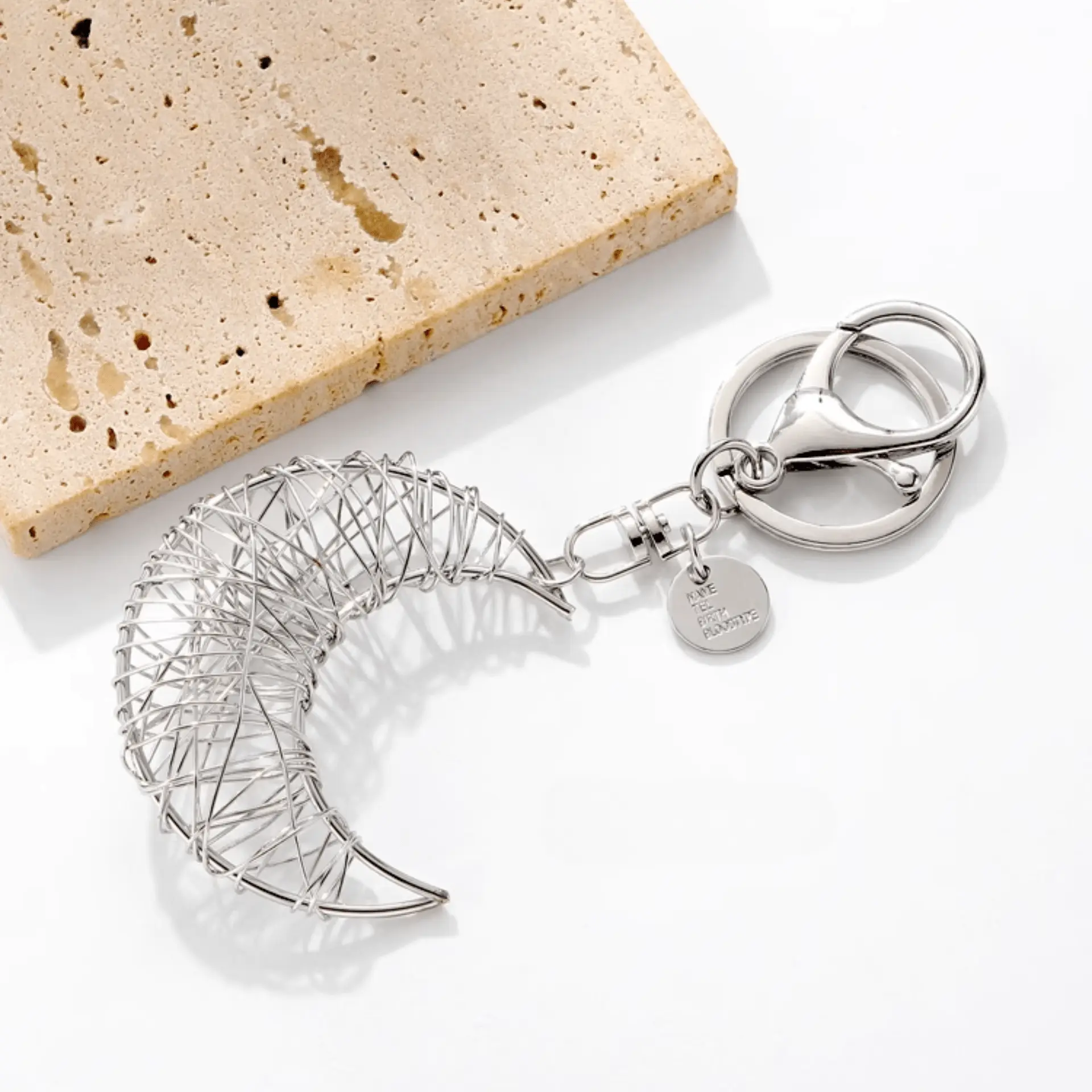 Handmade Holy Moon Metal Keychain - Mystical Celestial Beauty