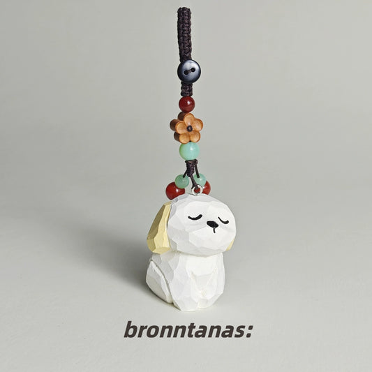 Wood carving puppy dog motorcycle car keychain cute schoolbag couple japanese healing zodiac pendant ornament gift