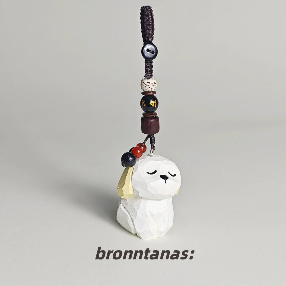 Wood carving puppy dog motorcycle car keychain cute schoolbag couple japanese healing zodiac pendant ornament gift