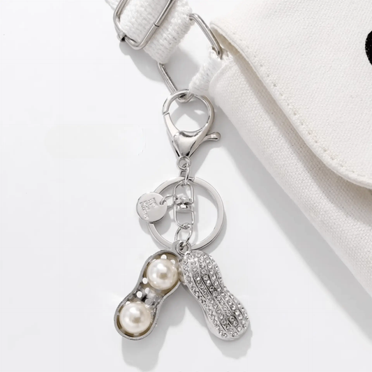 Handmade Peanut Metal Keychain: Whimsical & Playful Accessory for Your Keys