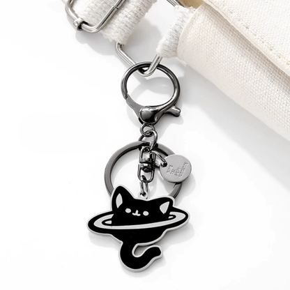 Handmade Planet Cat Metal Keychain: Celestial style on-the-go!
