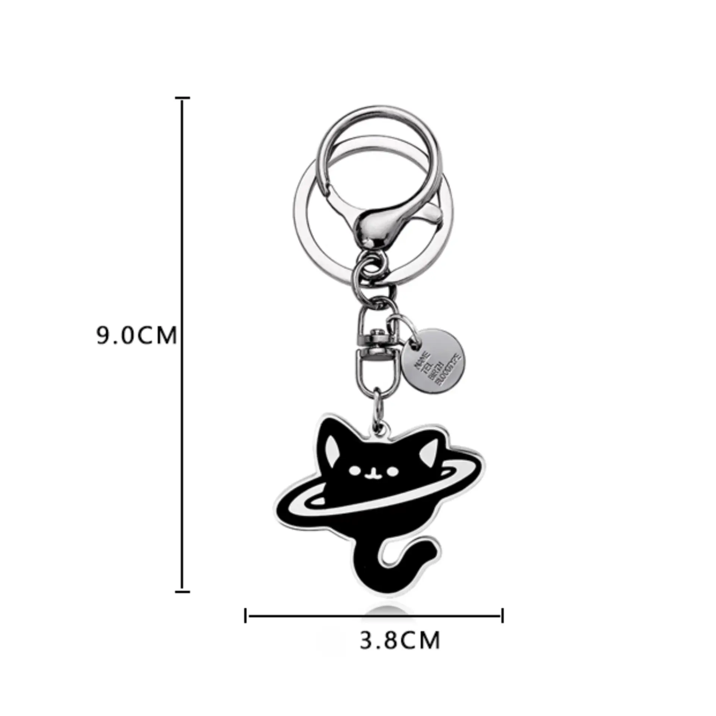 Handmade Planet Cat Metal Keychain: Celestial style on-the-go!
