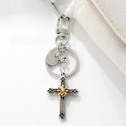 Handmade Pray Cross Metal Keychain - Symbol of Faith