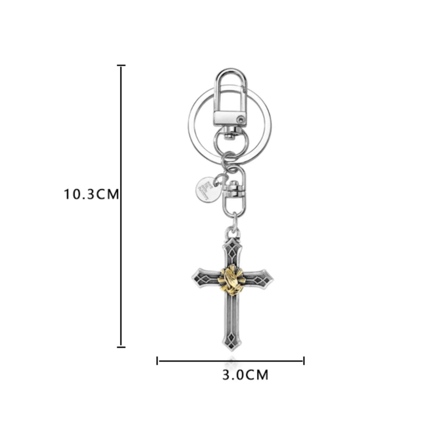 Handmade Pray Cross Metal Keychain - Symbol of Faith