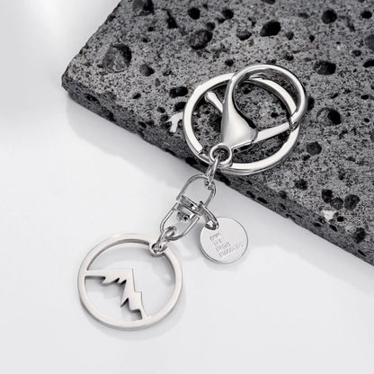 Handmade Snow Mountain Metal Keychain - Adventure Ready!