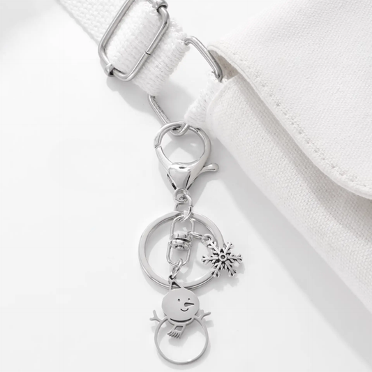 Winter Wonderland Snowman Metal Keychain - Handmade Cheer for Your Bag!