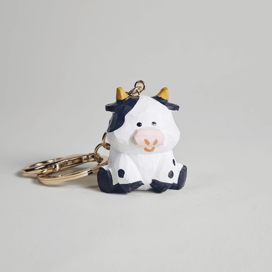Handcrafted Cow Wooden Keychain - Farm-Fresh Charm for Your Keys!