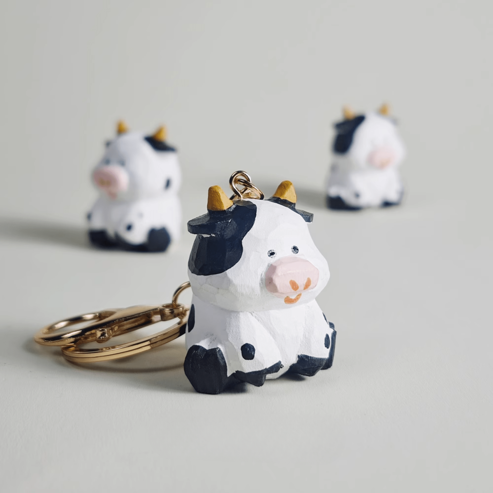 Handcrafted Cow Wooden Keychain - Farm-Fresh Charm for Your Keys!