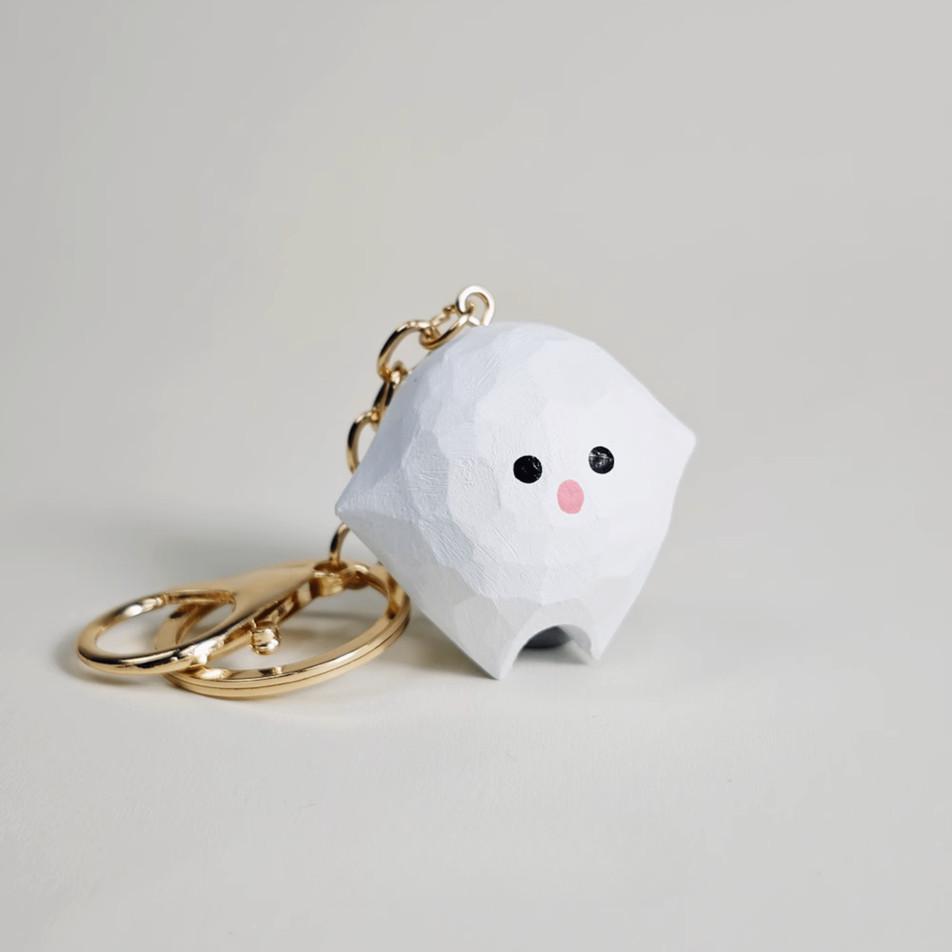 Playful Friendly Ghost Wooden Keychain - Handcrafted with Care, Natural Finish