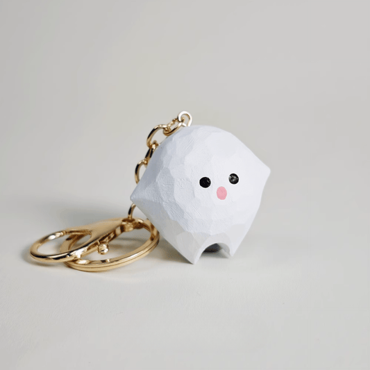 Playful Friendly Ghost Wooden Keychain - Handcrafted with Care, Natural Finish