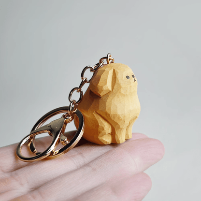 Golden Retriever Wooden Keychain - Rustic Charm, Cheerful Energy