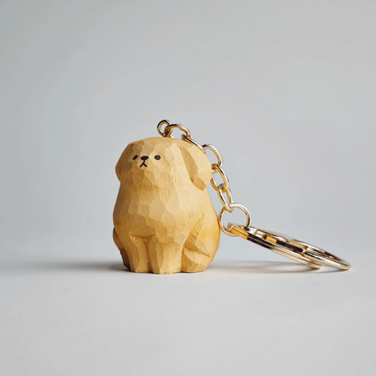 Golden Retriever Wooden Keychain - Rustic Charm, Cheerful Energy