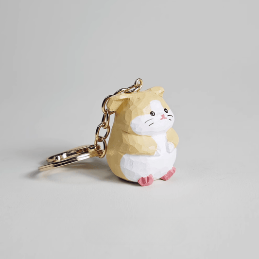 Handcrafted Hamster Wooden Keychain - Natural charm, quirky character