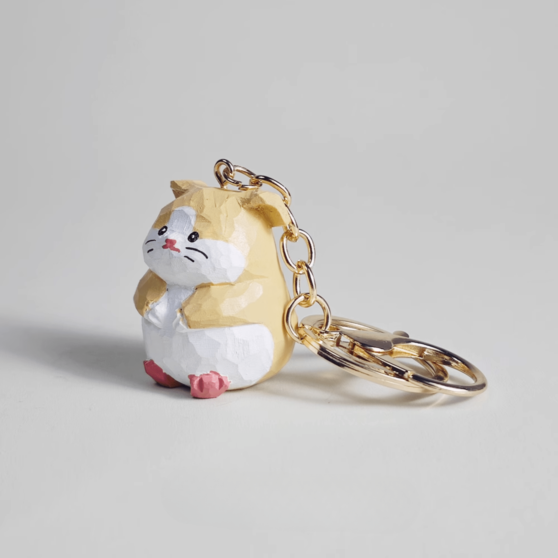 Handcrafted Hamster Wooden Keychain - Natural charm, quirky character