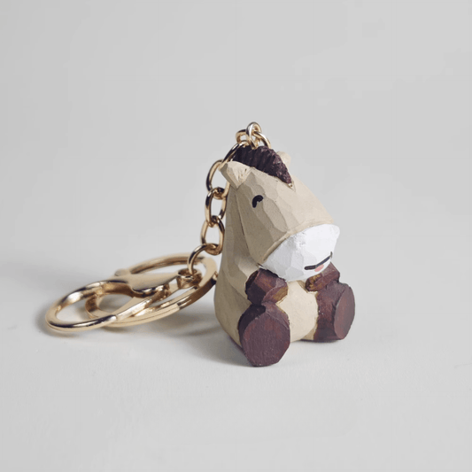 Hand-Carved Wooden Horse Keychain, Rustic Charm & Elegance