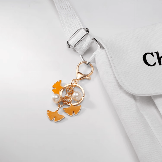 Handmade Maple Pearl Metal Keychain: Nature-inspired Elegance