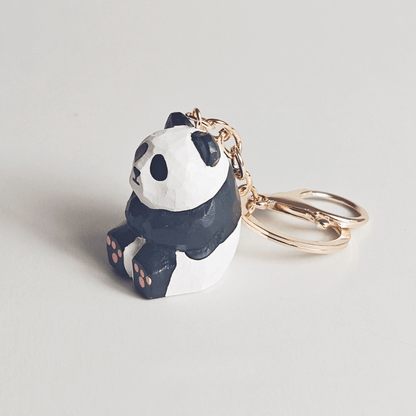 Handcrafted Wooden Panda Keychain - Whimsical Style Statement