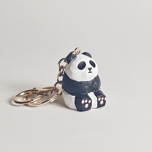 Handcrafted Wooden Panda Keychain - Whimsical Style Statement