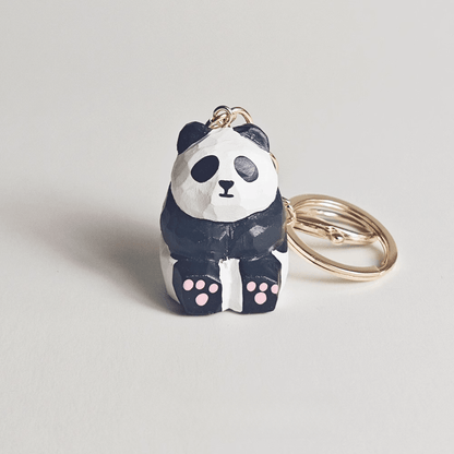 Handcrafted Wooden Panda Keychain - Whimsical Style Statement