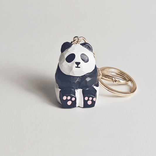 Handcrafted Wooden Panda Keychain - Whimsical Style Statement