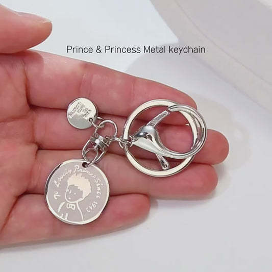 Handmade Prince & Princess Metal Keychain: A Romantic Touch for Your Keys