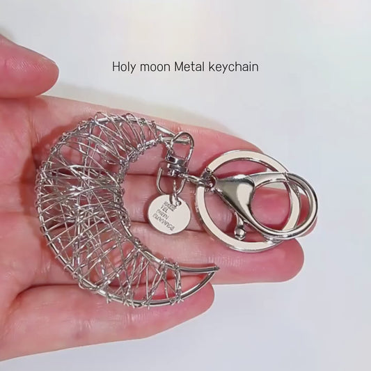 Handmade Holy Moon Metal Keychain - Mystical Celestial Beauty