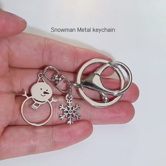 Winter Wonderland Snowman Metal Keychain - Handmade Cheer for Your Bag!