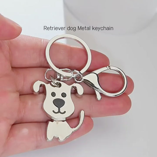 Handmade Retriever Dog Metal Keychain: Loyal Companion for Keys