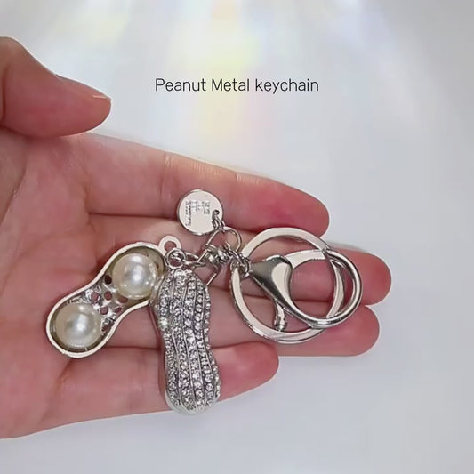 Handmade Peanut Metal Keychain: Whimsical & Playful Accessory for Your Keys