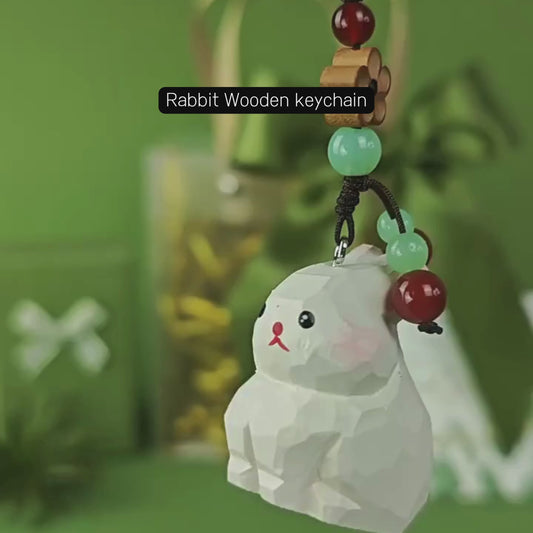 Sleek Wooden Rabbit Keychain - Charming Everyday Treasure