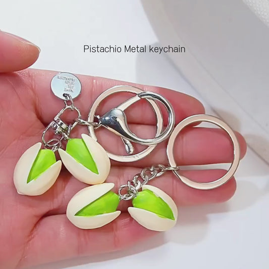 Pistachio Metal Keychain: Fun & Handmade Accessory for Your Keys!
