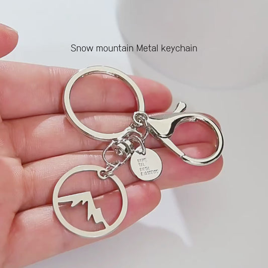 Handmade Snow Mountain Metal Keychain - Adventure Ready!