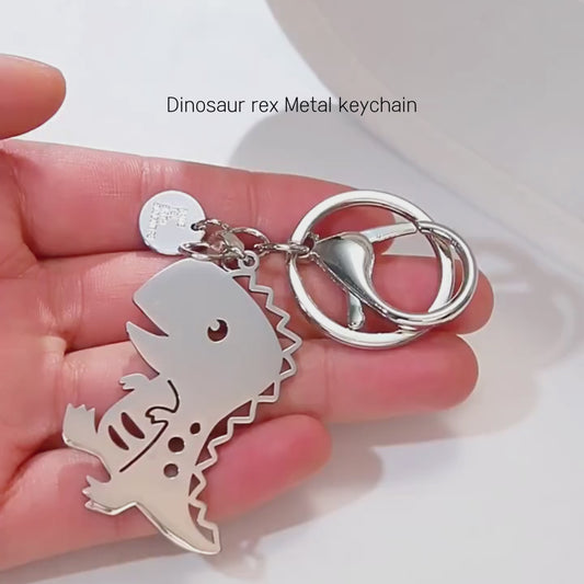 Handmade Dinosaur Rex Metal Keychain - Carry Prehistoric Power On-the-Go!