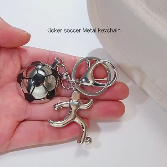Handmade Kicker Soccer Metal Keychain - Score a Goal!