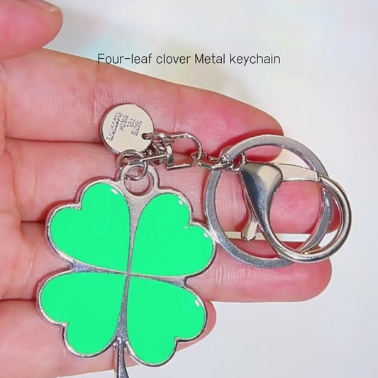 Handmade Four-Leaf Clover Metal Keychain - Luck on the Go!